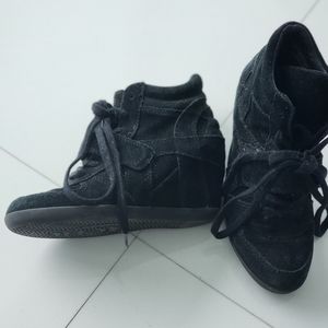 Limited Edition black Ash suede wedge sneakers